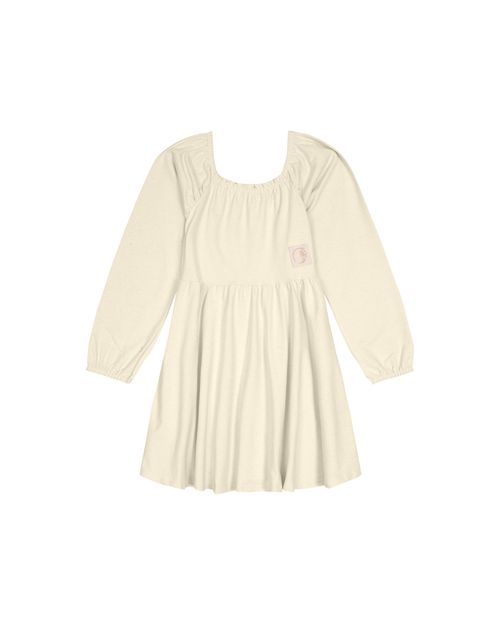 Vestido Menina Manga Longa Em Moletinho Stretch Linho - Carinhoso