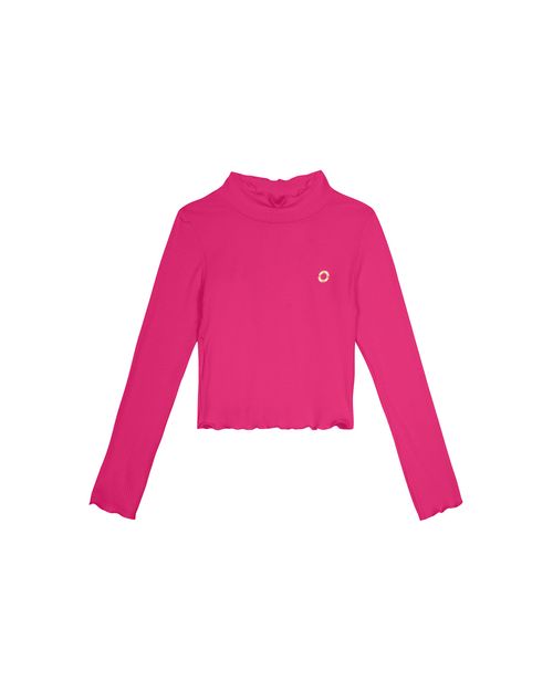 Blusa Menina Manga Longa Picot Em Malha Viscose Canelada - Carinhoso