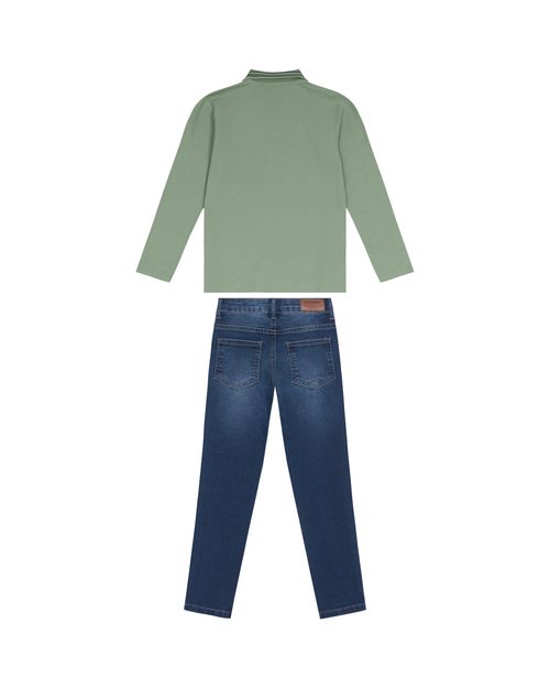 Conjunto Menino Camisa Polo E Calça Jeans - Carinhoso