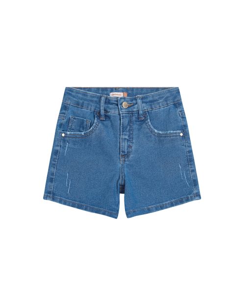 Shorts Menina Leves Puídos Em Jeans Com Elastano - Carinhoso