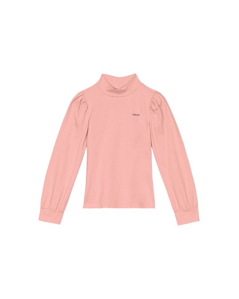 Blusa Menina Gola Alta Em Malha Algodão - Carinhoso