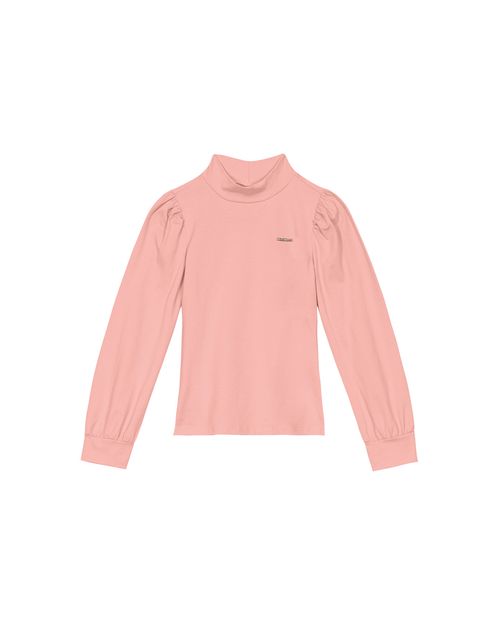 Blusa Menina Gola Alta Em Malha Algodão - Carinhoso