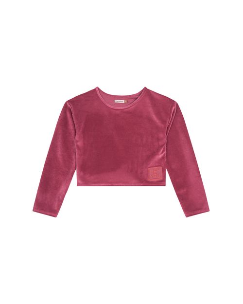 Blusa Menina Cropped Em Malha Cotelê - Carinhoso