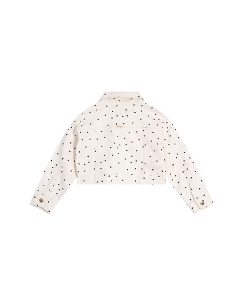 Jaqueta Cropped Menina Estampa Corações Em Sarja - Carinhoso