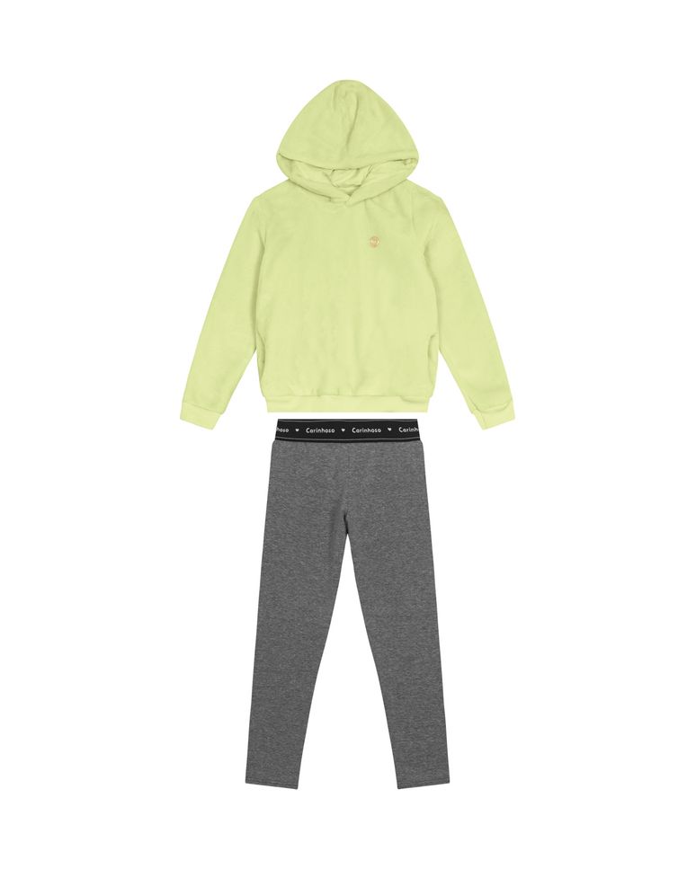 Conjunto Menina Blusão Capuz Em Pelúcia - Carinhoso