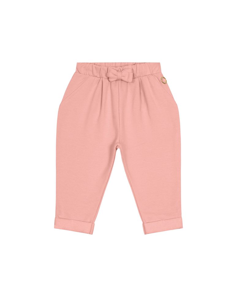 Calça Menina Detalhe Laço Em Moletom Stretch Flanelado - Carinhoso
