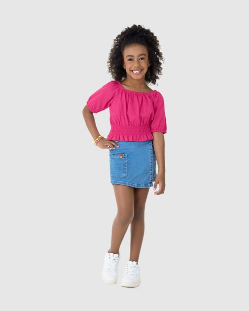 Blusa Infantil Menina Cropped Em Malha Texturizada Malwee Kids
