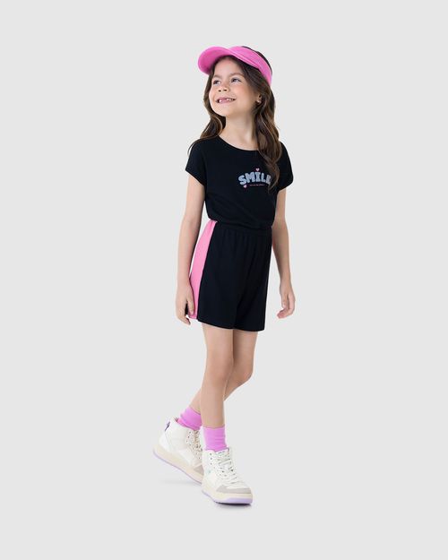 Macaquinho Infantil Menina Smile Em Malha Canelada De Viscose Malwee Kids