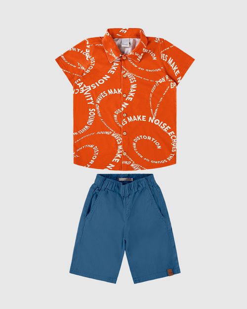 Conjunto Infantil Menino Camisa Estampada Em Algodão Malwee Kids