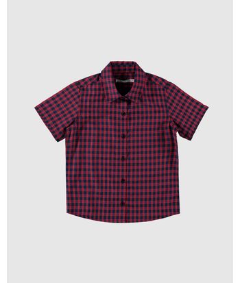 Camisa Infantil Menino Manga Curta Xadrez Em Tricoline Malwee Kids