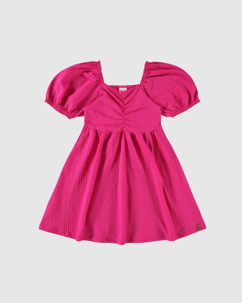 Vestido Infantil Manga Bufante Em Malha Texturizada Malwee Kids