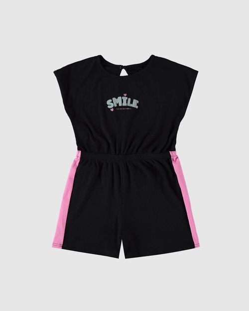 Macaquinho Infantil Menina Smile Em Malha Canelada De Viscose Malwee Kids