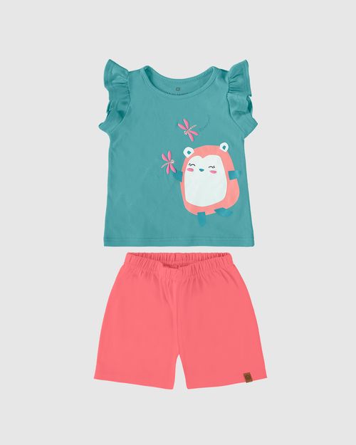 Conjunto Infantil Menina Blusa Manga Babado Em Algodão Malwee Kids