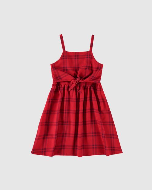Vestido Infantil Estampa Xadrez Amarração Frontal Em Viscose Malwee Kids