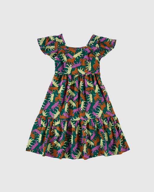 Vestido Infantil Midi Estampa Onça Em Viscose Malwee Kids