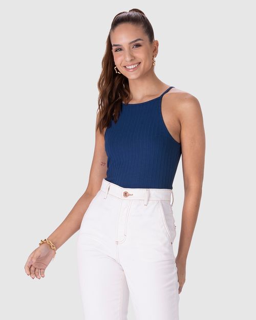 Regata Básica Feminina Nadador Em Canelado de Viscose
