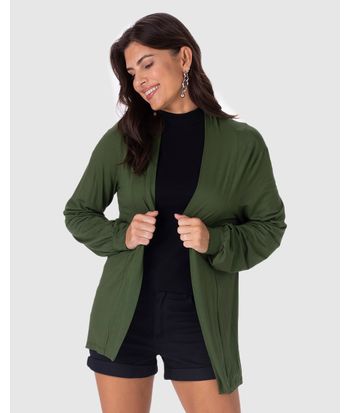Cardigan Alongado Feminino Em Viscose Stretch
