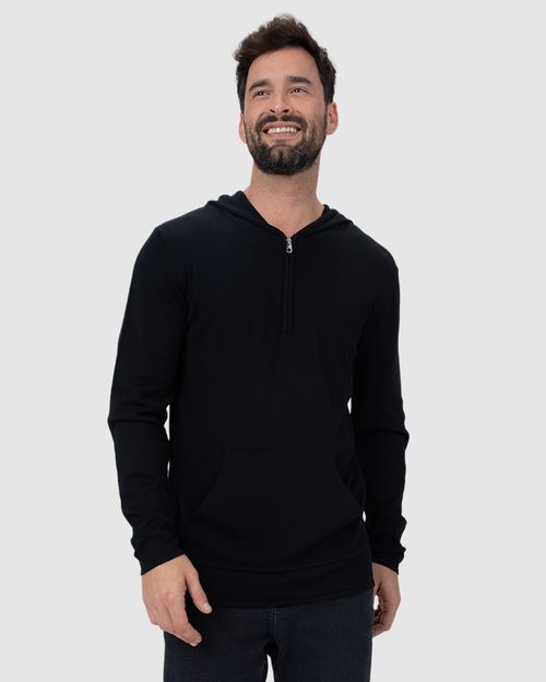 Suéter Slim Masculino Com Capuz Em Tricô