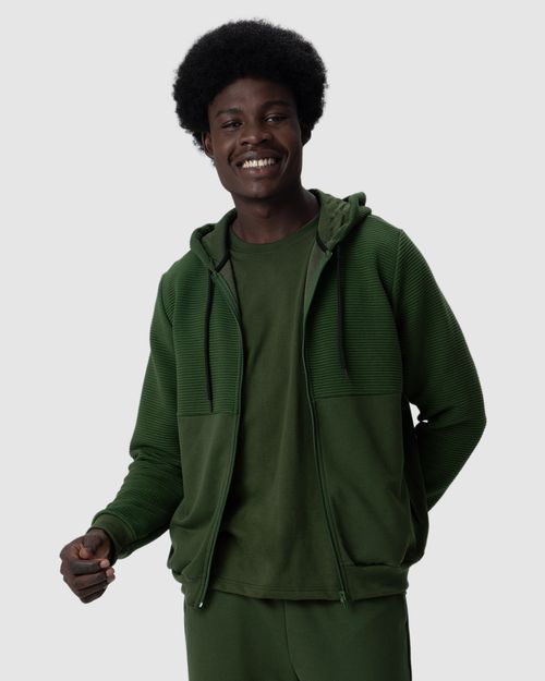 Jaqueta Masculina Com Capuz Em Malha Relevo