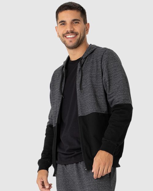 Jaqueta Masculina Bolso Funcional Em Moletom Rajado