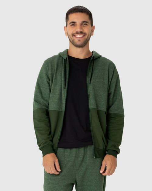Jaqueta Masculina Bolso Funcional Em Moletom Rajado