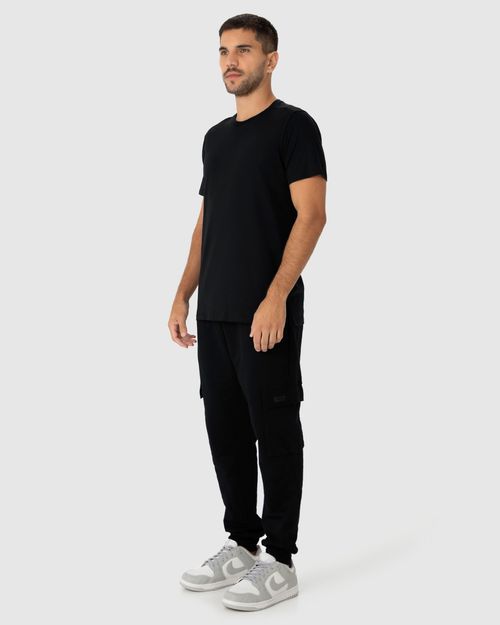 Calça Jogger Masculina Bolso Cargo Em Moletom Flanelado