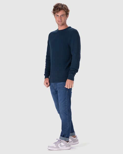 Blusão Slim Masculino Textura No Ombro Em Tricô