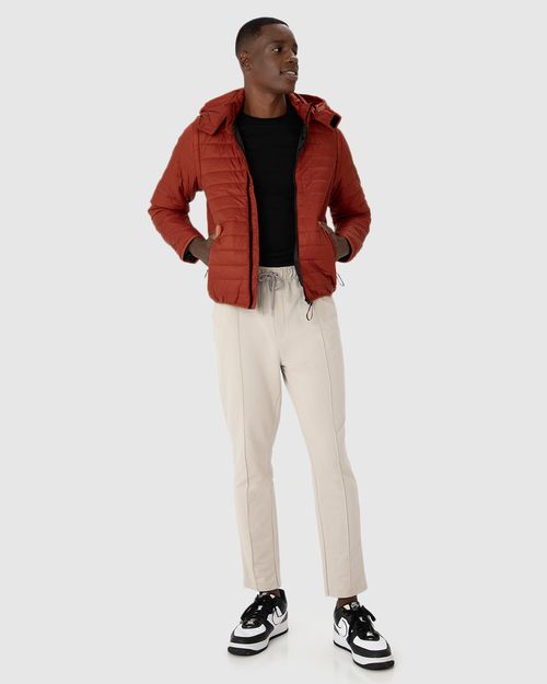 Jaqueta Puffer Masculina Manga E Capuz Removíveis Em Nylon