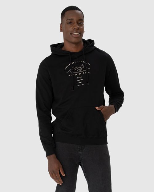 Blusão Masculino Com Capuz Adventure Is Calling Em Moletom Flanelado