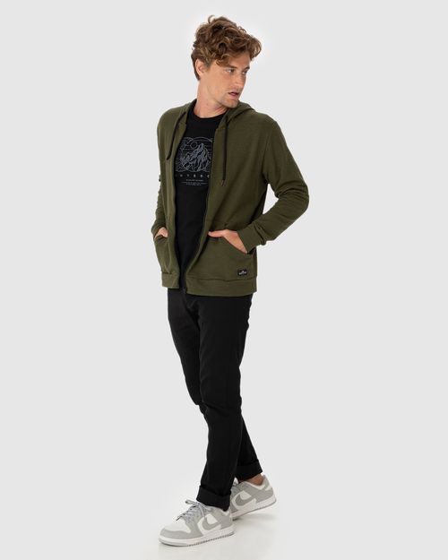 Jaqueta Masculina Regular Bolso Canguru Em Moletom Texturizado