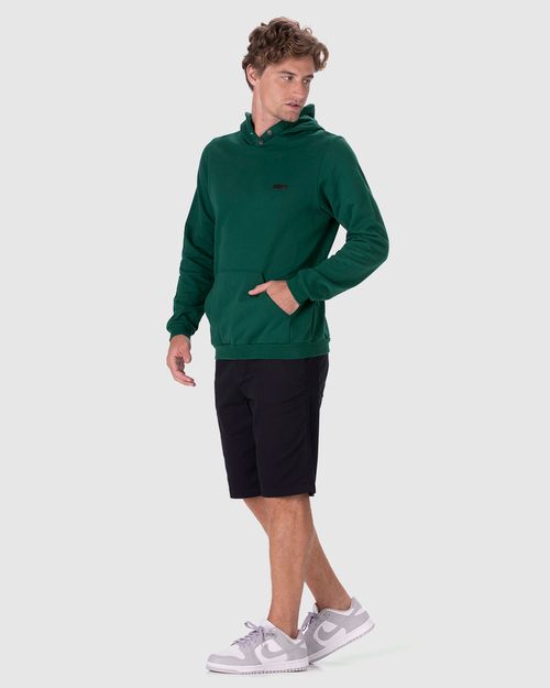 Blusão Masculino Capuz Com Botões Em Moletom Flanelado