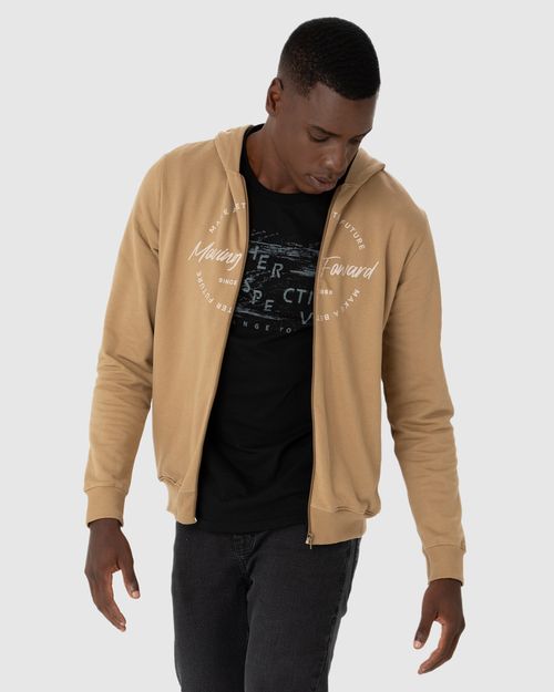 Jaqueta Masculina Moving Foward Com Capuz Em Moletom Flanelado