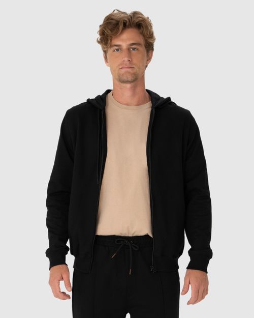 Jaqueta Masculina Com Capuz Em Moletom Sarjado