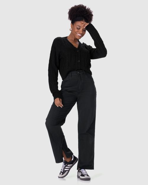 Cardigan Cropped Feminino Trançado Em Tricô