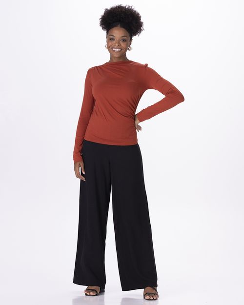 Blusa Feminina Franzido Lateral Em Malha Viscose Stretch