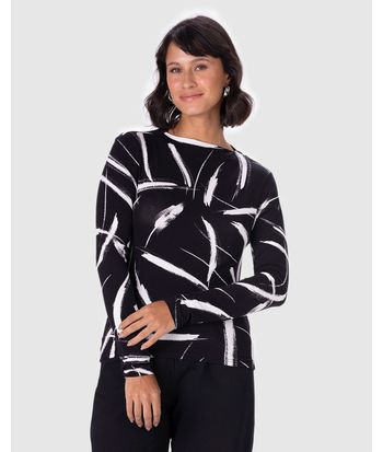 Blusa Feminina Estampada Franzido Lateral Em Malha Viscose Stretch