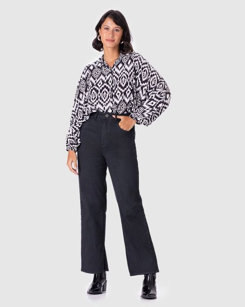 Camisa Feminina Estampada Franzido Frontal Em Viscose