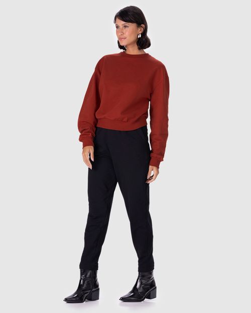Blusão Feminino Gola Redonda Em Moletom Stretch Flanelado