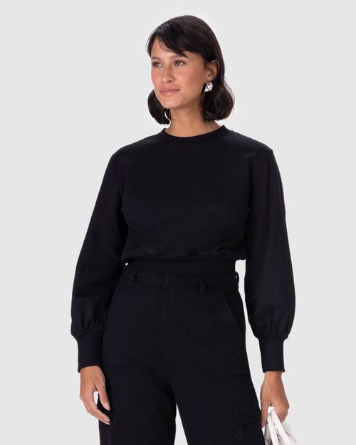 Blusão Feminino Barra Larga Em Moletom Stretch Flanelado