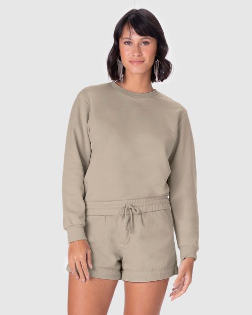 Blusão Feminino Barra Com Cadarço Em Moletom Flanelado