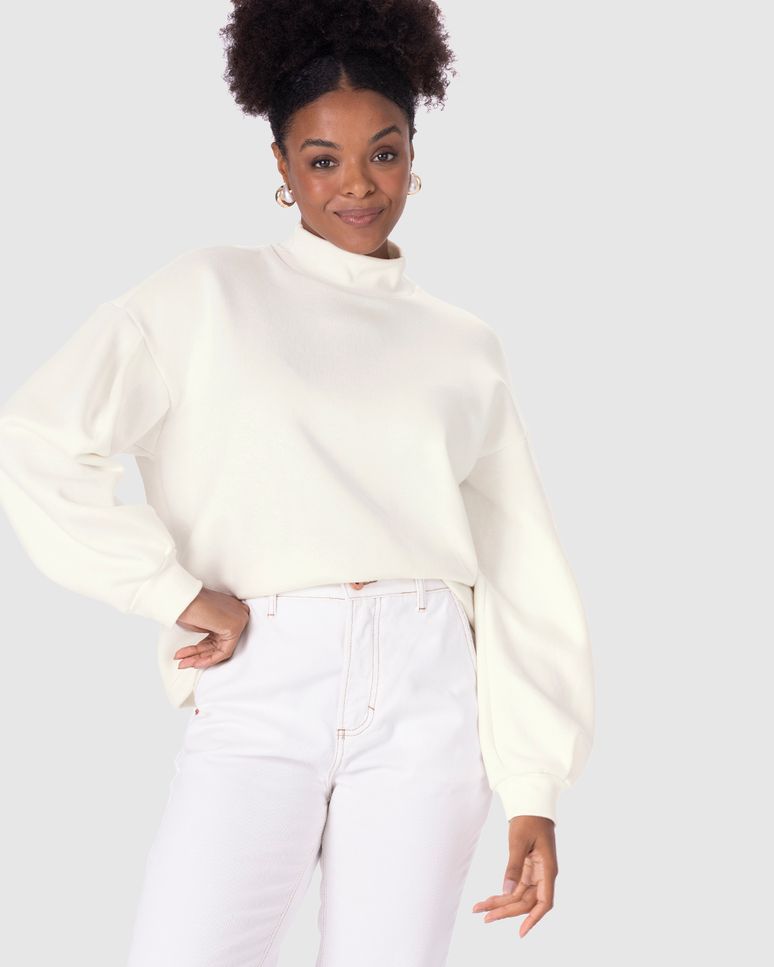 Blusão Feminino Manga Com Pregas Em Moletom Premium