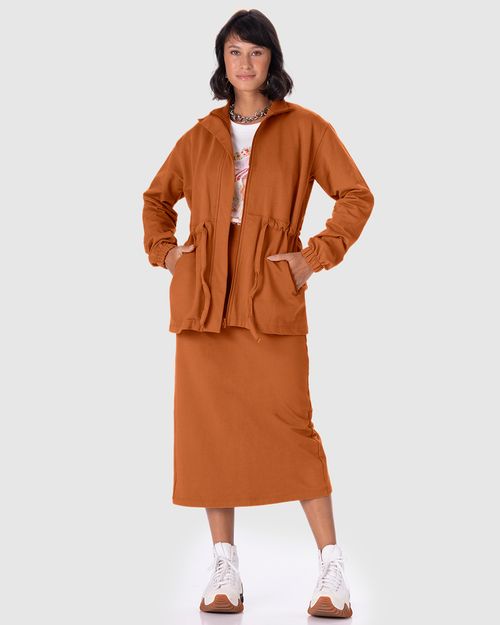 Jaqueta Feminina Parka Em Moletom Stretch Flanelado