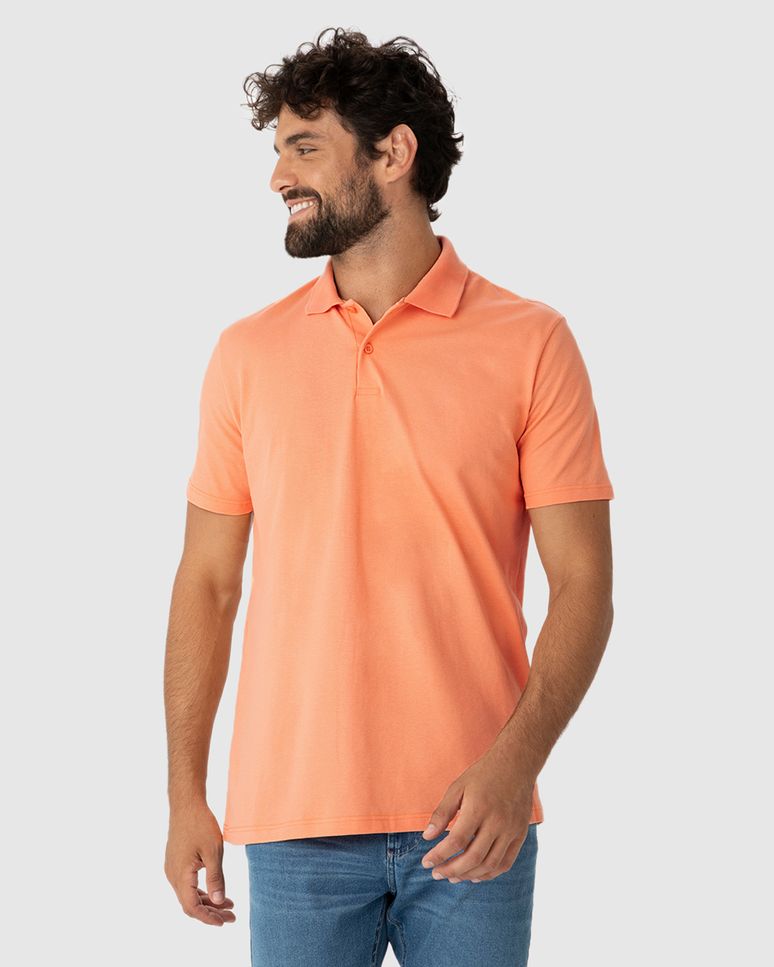 Camisa Polo Básica Masculina Gola Retilínea Em Piquet Stretch