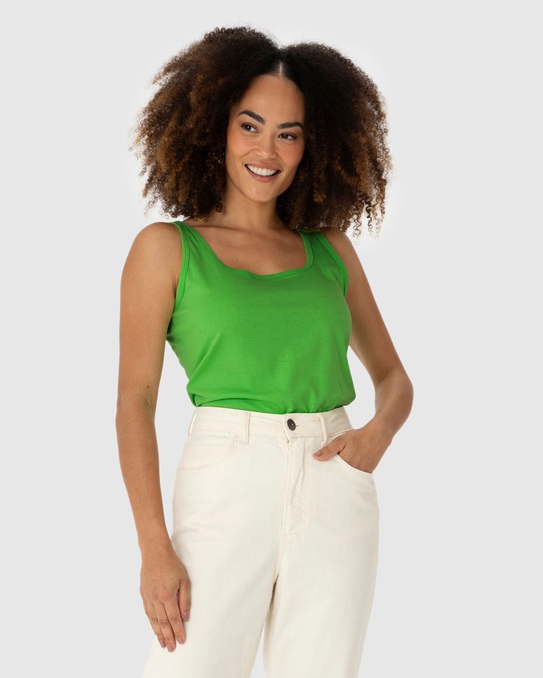 Regata Básica Feminina Decote U Em Algodão