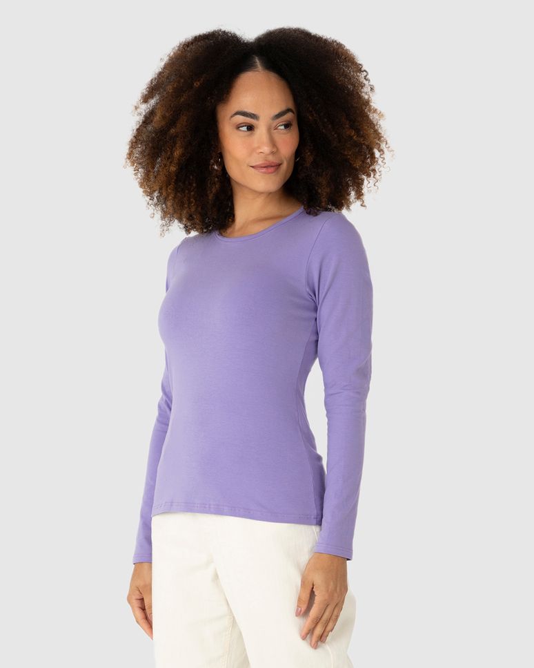 Blusa Básica Feminina Decote Redondo Em Algodão