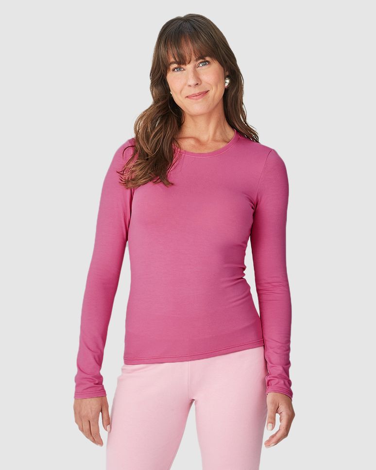 Blusa Básica Feminina Decote Redondo Em Viscose Stretch