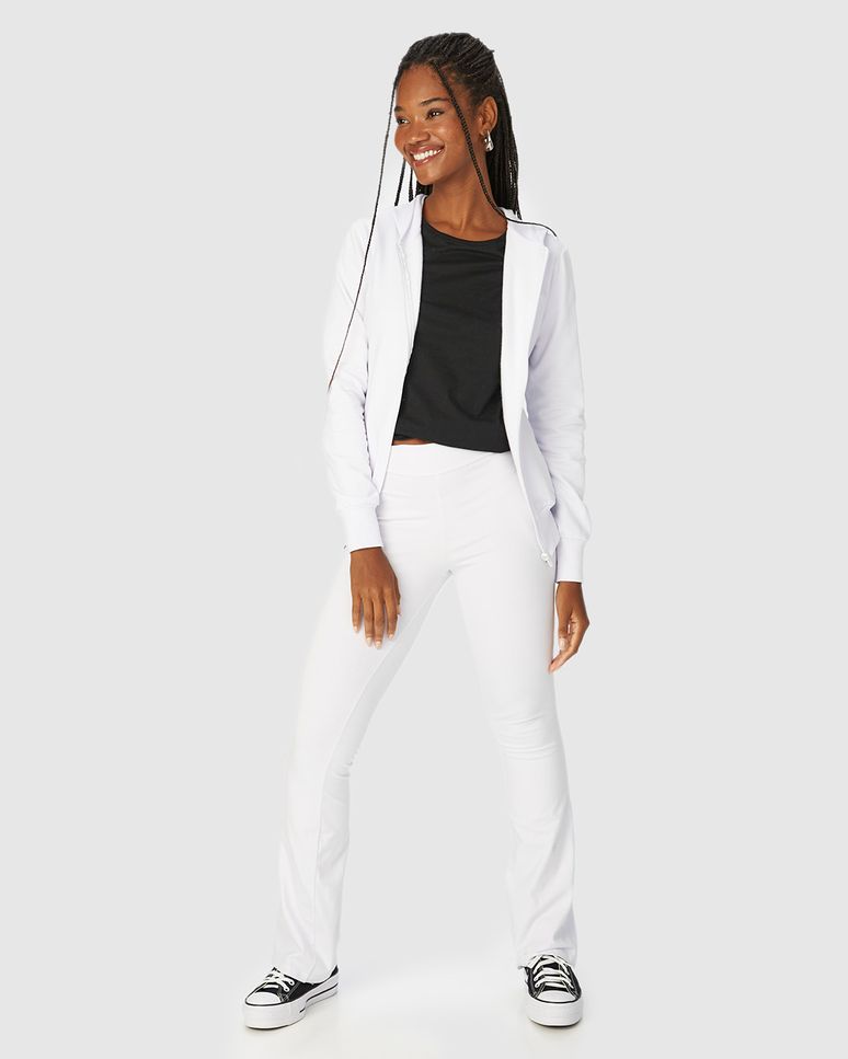 Calça Básica Feminina Flare Em Algodão