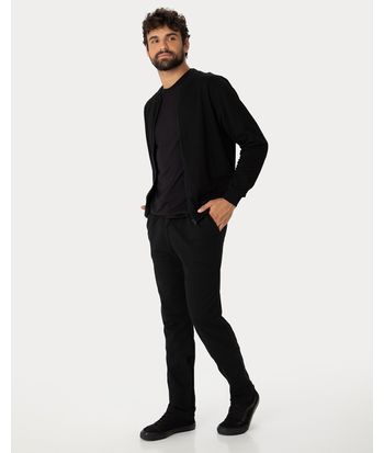 Conjunto Masculino Jaqueta Tradicional Em Moletom Stretch Flanelado