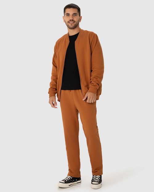Conjunto Masculino Jaqueta Tradicional Em Moletom Stretch Flanelado