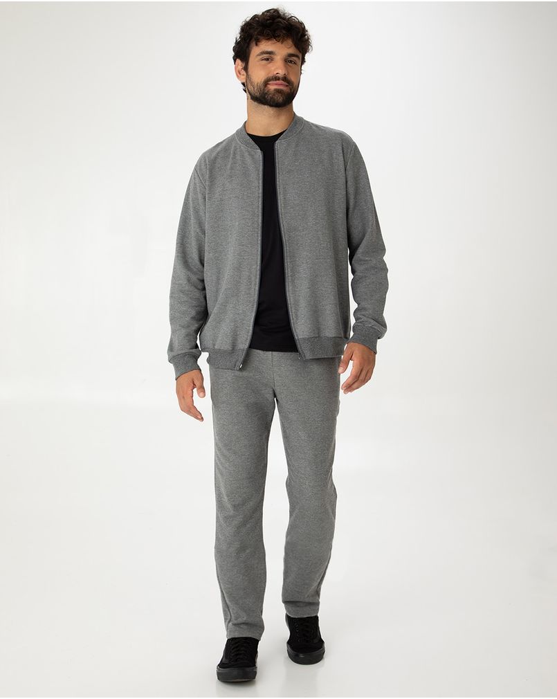 Conjunto Masculino Jaqueta Tradicional Em Moletom Stretch